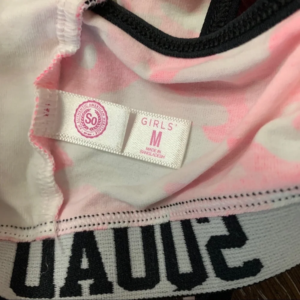 SO girls hot pink camouflage sports bra Size M